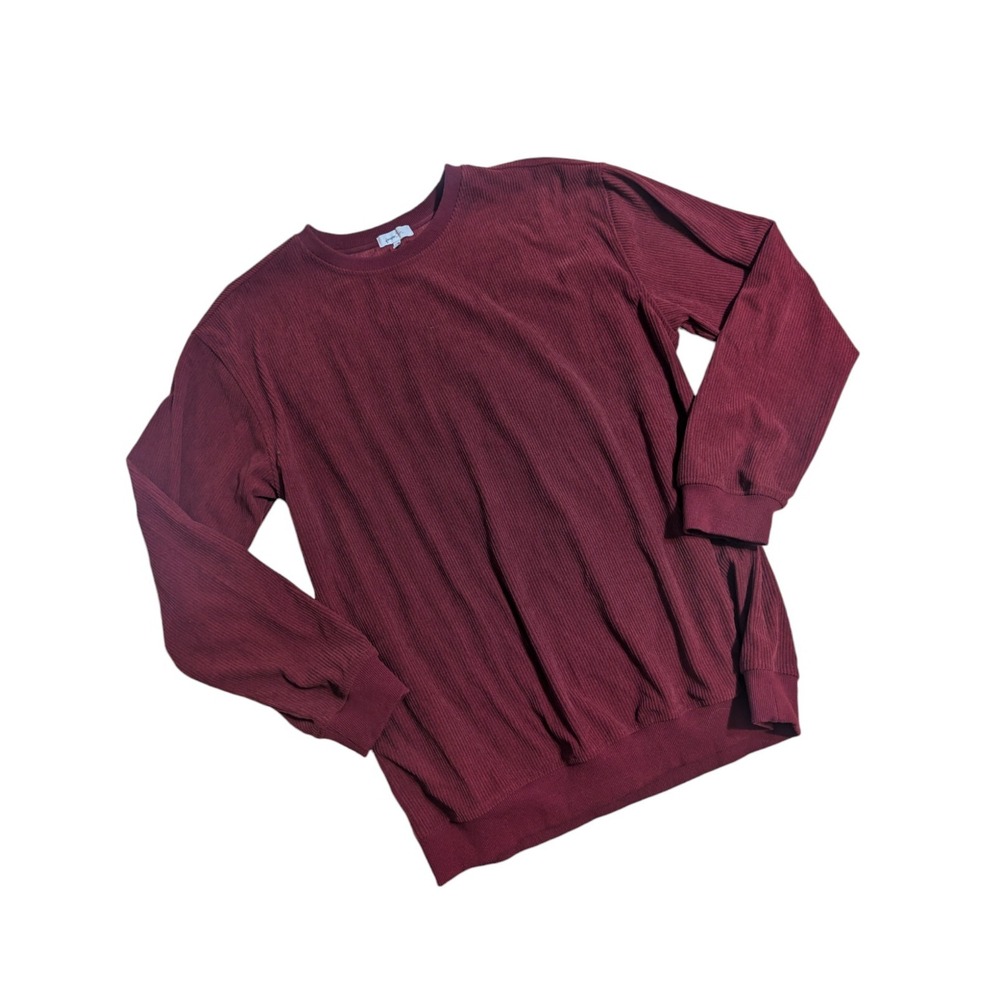 Forever 3am Pullover Sweatshirt  Size XL/XXL Corduroy Chenille Burgundy Ribbed